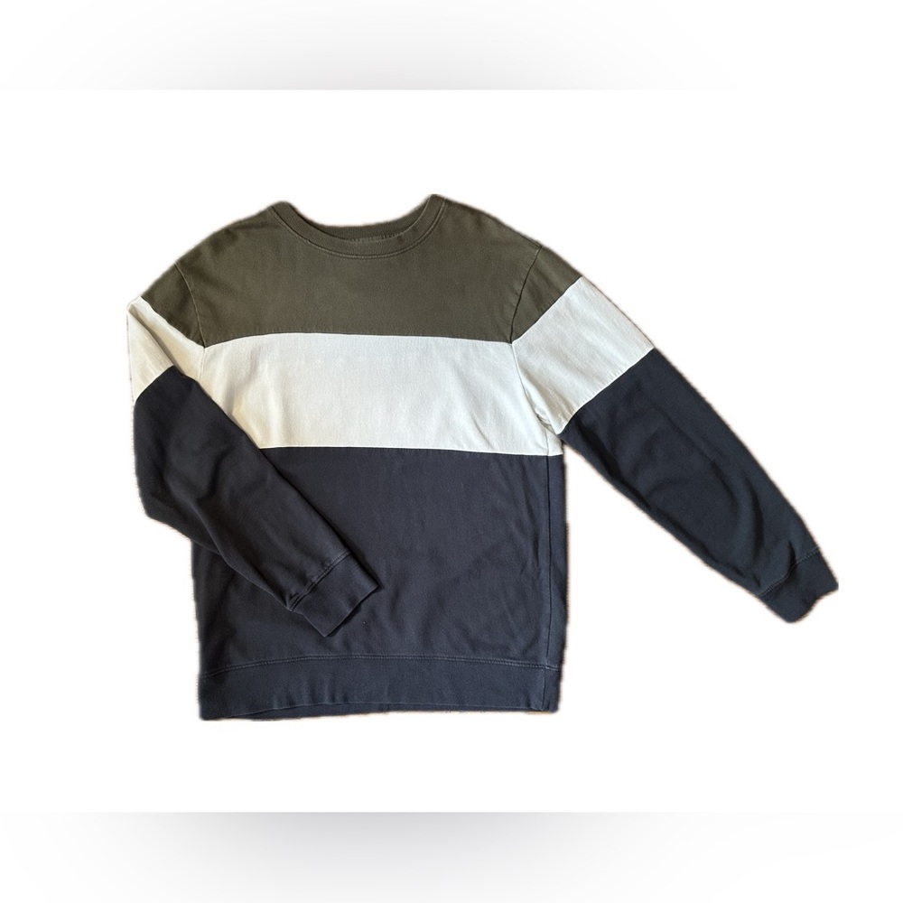 Colorblock Basic Crewneck Sweatshirt Men’s Medium Original Use Green Cream Navy